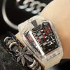 GhostTime Mens Hollow Skeleton Quartz Watch - Cool Silicone Bracelet Relogio