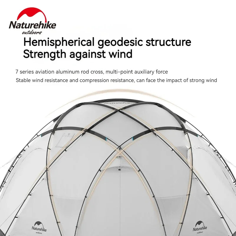 Naturehike Geodesic Dome Tent with Chimney: 4-Season Family Outdoor Camping Tent