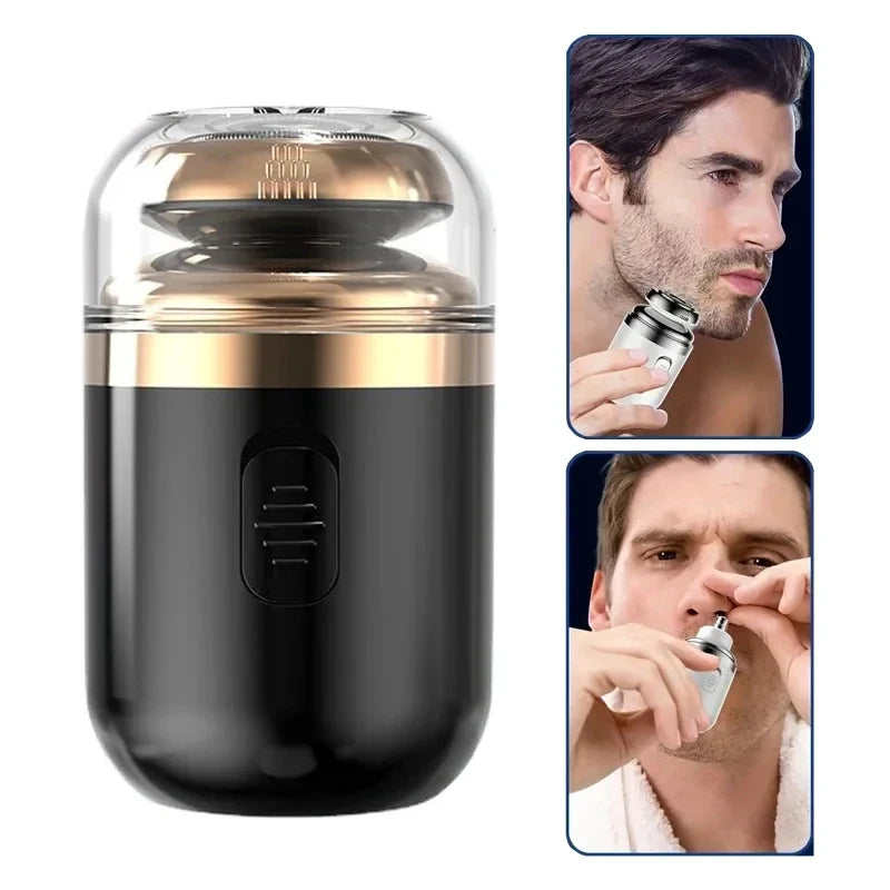 2-in-1 Mini Portable Electric Capsule Shaver | Nose Hair Trimmer: Rechargeable Beard Scraper Knife for Men's Travel Grooming