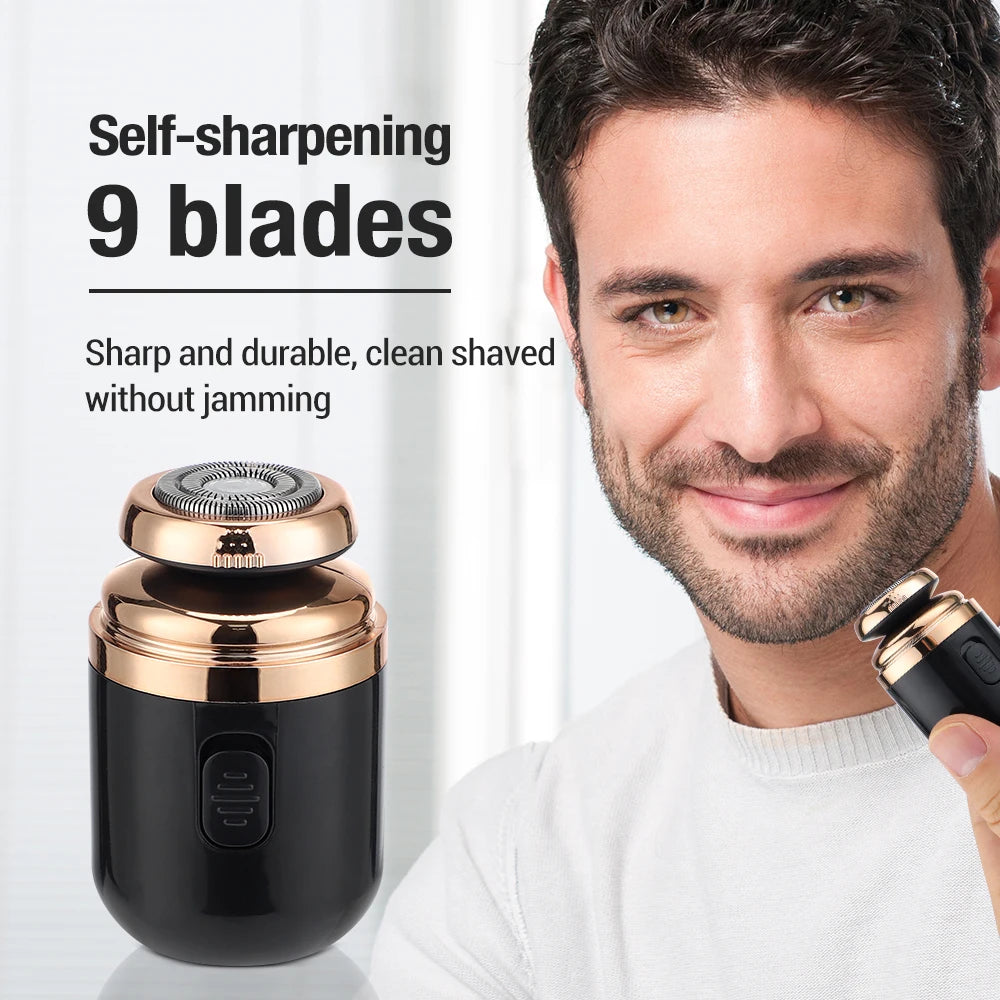 2-in-1 Mini Portable Electric Capsule Shaver | Nose Hair Trimmer: Rechargeable Beard Scraper Knife for Men's Travel Grooming