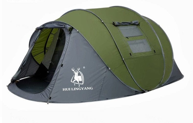 Trek Tech Gear FLM-8416650625335-Single-Green-Small Durable Waterproof Outdoor Auto Throw 2-4 Person Tent | Superior Durability & Weather Resistance Green