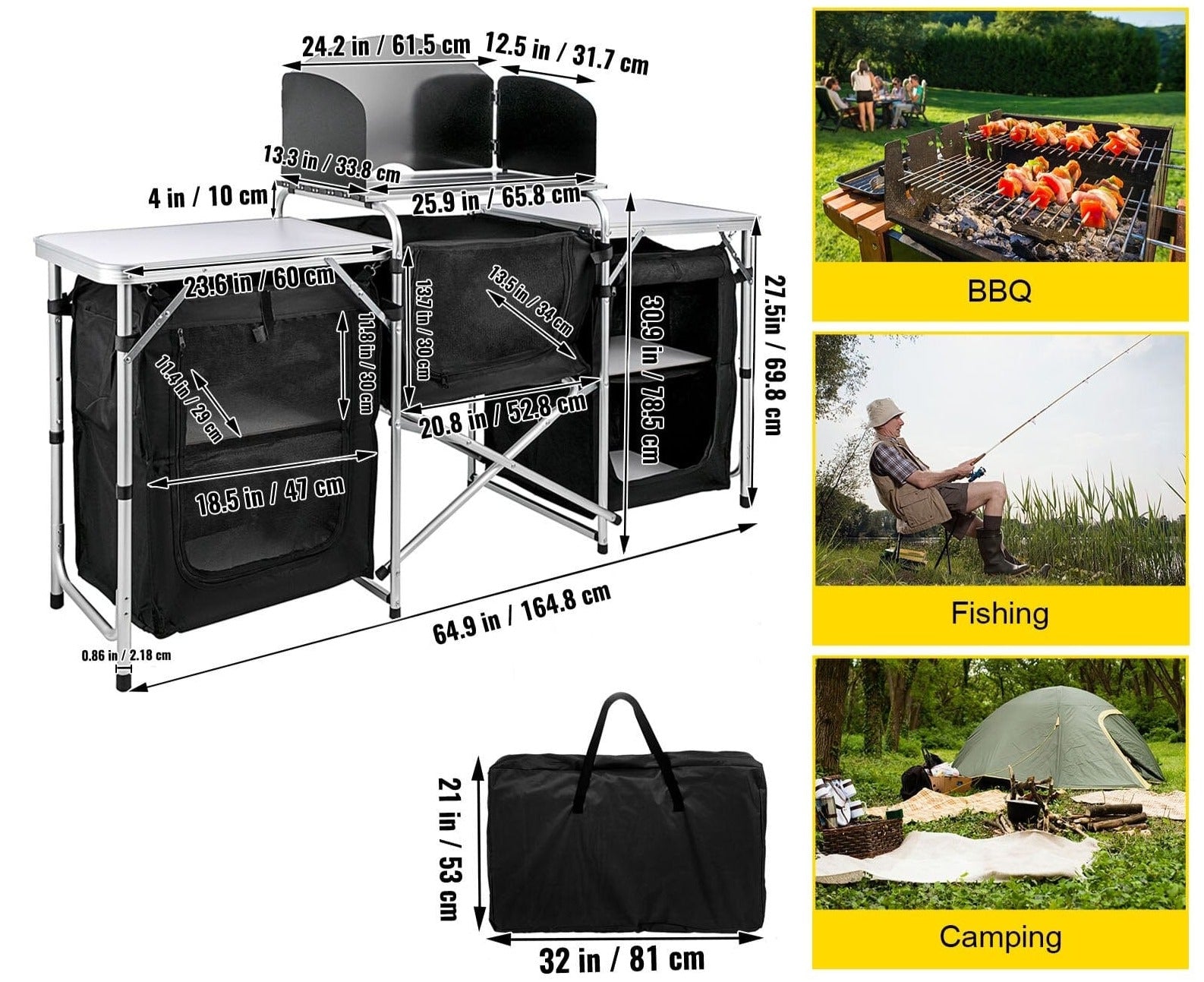 Premium VEVOR Camping Kitchen Station with Windshield - Durable & Foldable Outdoor Cooking Station